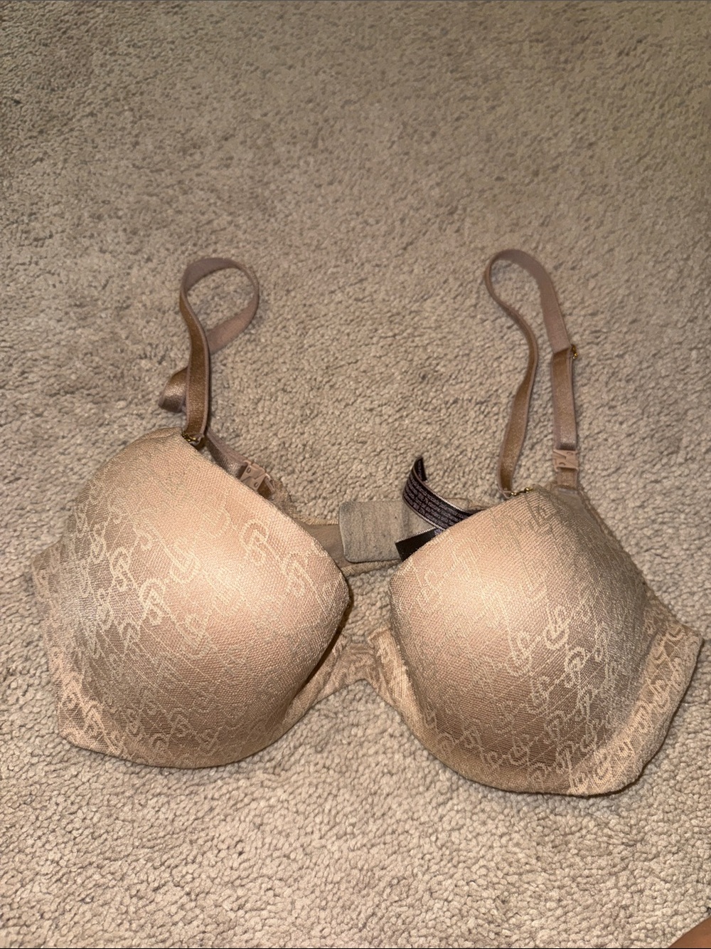 Beige Lace-Pattern T-Shirt Bra - Women Intimates